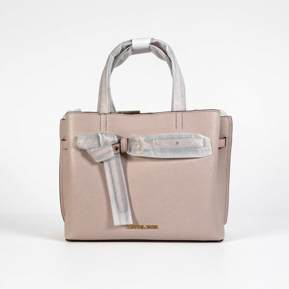 Michael Kors Emilia Small Pebbled Leather Satchel Powder Blush NWT $498